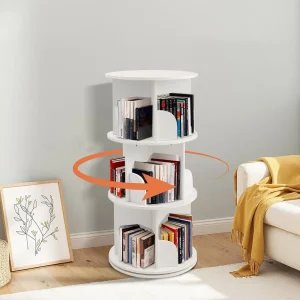 Wooden 3 tier Rotating Bookshelf