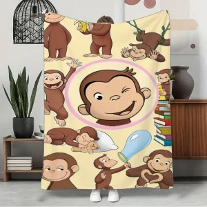 Curious Monkey Soft Cozy Throw