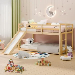 Wooden Bunk Bed with Slide