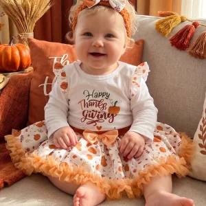 Pumpkin Print Skirt Outfit Toddler