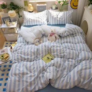 Sky Blue Striped Comforter